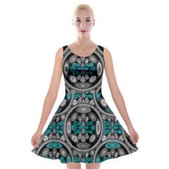 Geometric Arabesque Velvet Skater Dress by linceazul