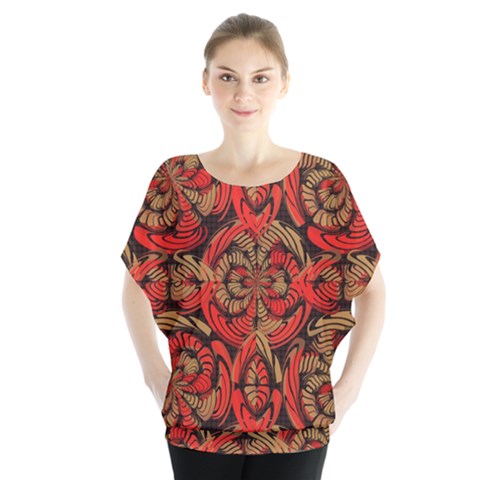 Red And Brown Pattern Blouse by linceazul
