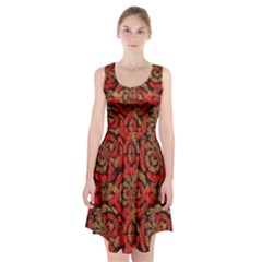 Red And Brown Pattern Racerback Midi Dress by linceazul