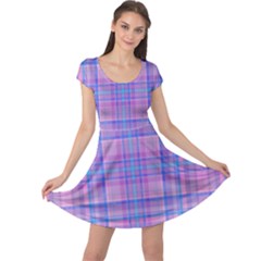 Plaid Design Cap Sleeve Dresses by Valentinaart