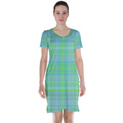 Plaid design Short Sleeve Nightdress