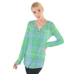 Plaid design Women s Tie Up Tee