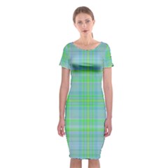 Plaid design Classic Short Sleeve Midi Dress