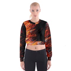 Fire Cropped Sweatshirt by Valentinaart