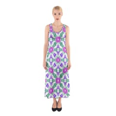 Multicolor Ornate Check Sleeveless Maxi Dress by dflcprintsclothing