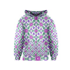 Multicolor Ornate Check Kids  Zipper Hoodie by dflcprintsclothing