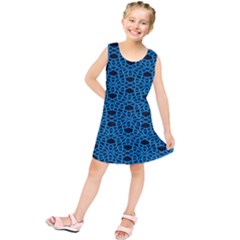 Triangle Knot Blue And Black Fabric Kids  Tunic Dress