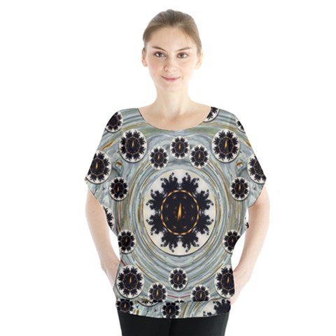 Wood In The Soft Fire Galaxy Pop Art Blouse by pepitasart