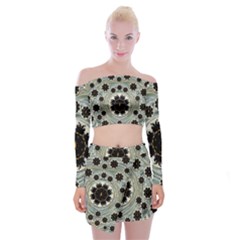 Wood In The Soft Fire Galaxy Pop Art Off Shoulder Top With Skirt Set by pepitasart