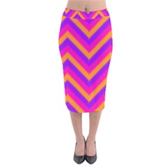 Chevron Velvet Midi Pencil Skirt