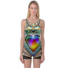 Rainbow Fractal One Piece Boyleg Swimsuit