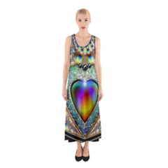 Rainbow Fractal Sleeveless Maxi Dress