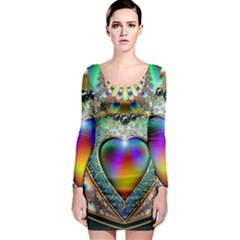 Rainbow Fractal Long Sleeve Bodycon Dress