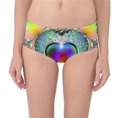 Rainbow Fractal Mid-Waist Bikini Bottoms