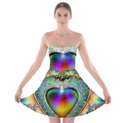 Rainbow Fractal Strapless Bra Top Dress
