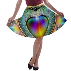 Rainbow Fractal A-line Skater Skirt