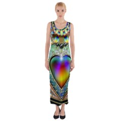 Rainbow Fractal Fitted Maxi Dress