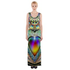 Rainbow Fractal Maxi Thigh Split Dress