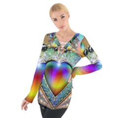 Rainbow Fractal Women s Tie Up Tee