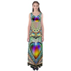 Rainbow Fractal Empire Waist Maxi Dress