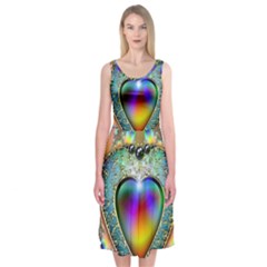Rainbow Fractal Midi Sleeveless Dress