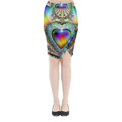 Rainbow Fractal Midi Wrap Pencil Skirt