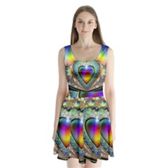Rainbow Fractal Split Back Mini Dress 
