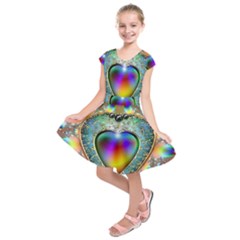Rainbow Fractal Kids  Short Sleeve Dress