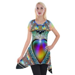 Rainbow Fractal Short Sleeve Side Drop Tunic