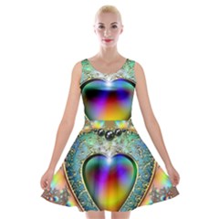 Rainbow Fractal Velvet Skater Dress