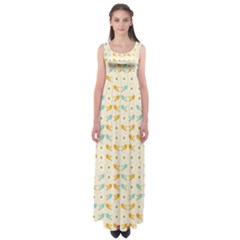 Birds And Daisies Empire Waist Maxi Dress by linceazul