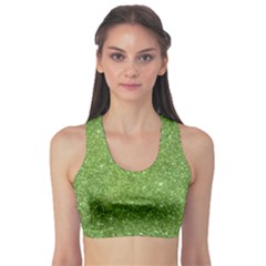 Green Glitter Abstract Texture Print Sports Bra