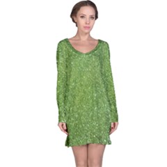 Green Glitter Abstract Texture Print Long Sleeve Nightdress