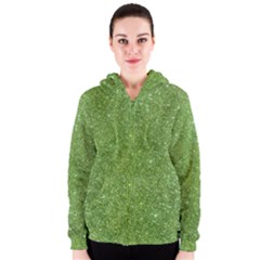 Green Glitter Abstract Texture Print Women s Zipper Hoodie by dflcprintsclothing