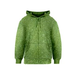 Green Glitter Abstract Texture Print Kids  Zipper Hoodie by dflcprintsclothing