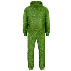 Green Glitter Abstract Texture Print Hooded Jumpsuit (Men) 