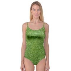 Green Glitter Abstract Texture Print Camisole Leotard 