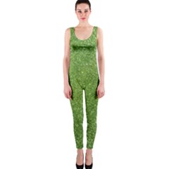 Green Glitter Abstract Texture Print Onepiece Catsuit