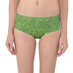 Green Glitter Abstract Texture Print Mid-Waist Bikini Bottoms