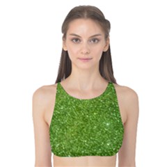 Green Glitter Abstract Texture Print Tank Bikini Top