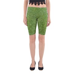 Green Glitter Abstract Texture Print Yoga Cropped Leggings