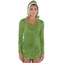 Green Glitter Abstract Texture Print Women s Long Sleeve Hooded T-shirt View1