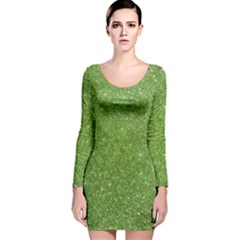 Green Glitter Abstract Texture Print Long Sleeve Velvet Bodycon Dress