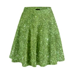 Green Glitter Abstract Texture Print High Waist Skirt