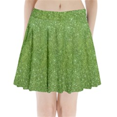 Green Glitter Abstract Texture Print Pleated Mini Skirt