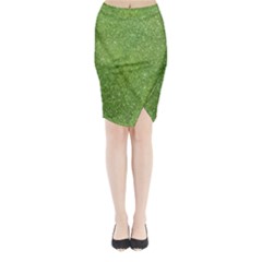Green Glitter Abstract Texture Print Midi Wrap Pencil Skirt