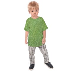 Green Glitter Abstract Texture Print Kids  Raglan Tee