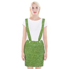 Green Glitter Abstract Texture Print Braces Suspender Skirt