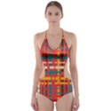 Colorful Line Segments Cut-Out One Piece Swimsuit View1