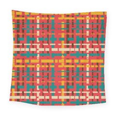 Colorful Line Segments Square Tapestry (large) by linceazul